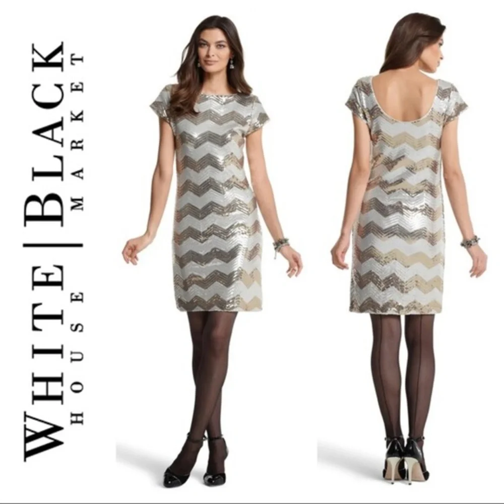 WHBM Chevron Zig Zag Sequin Bodycon Dress